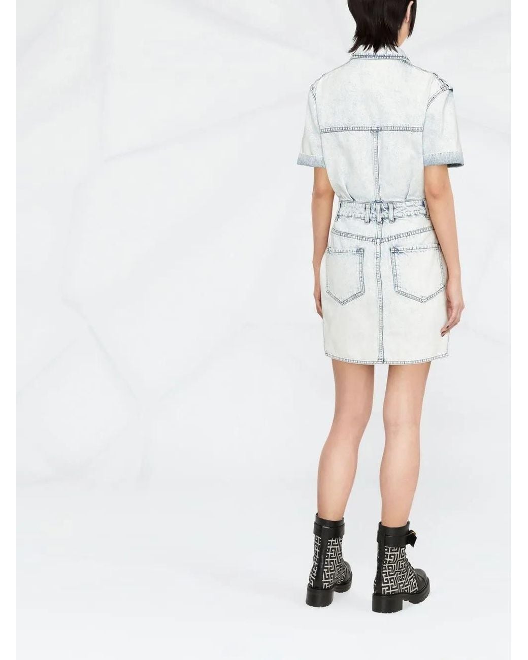 Balmain Blue Double-Breasted Denim Dress