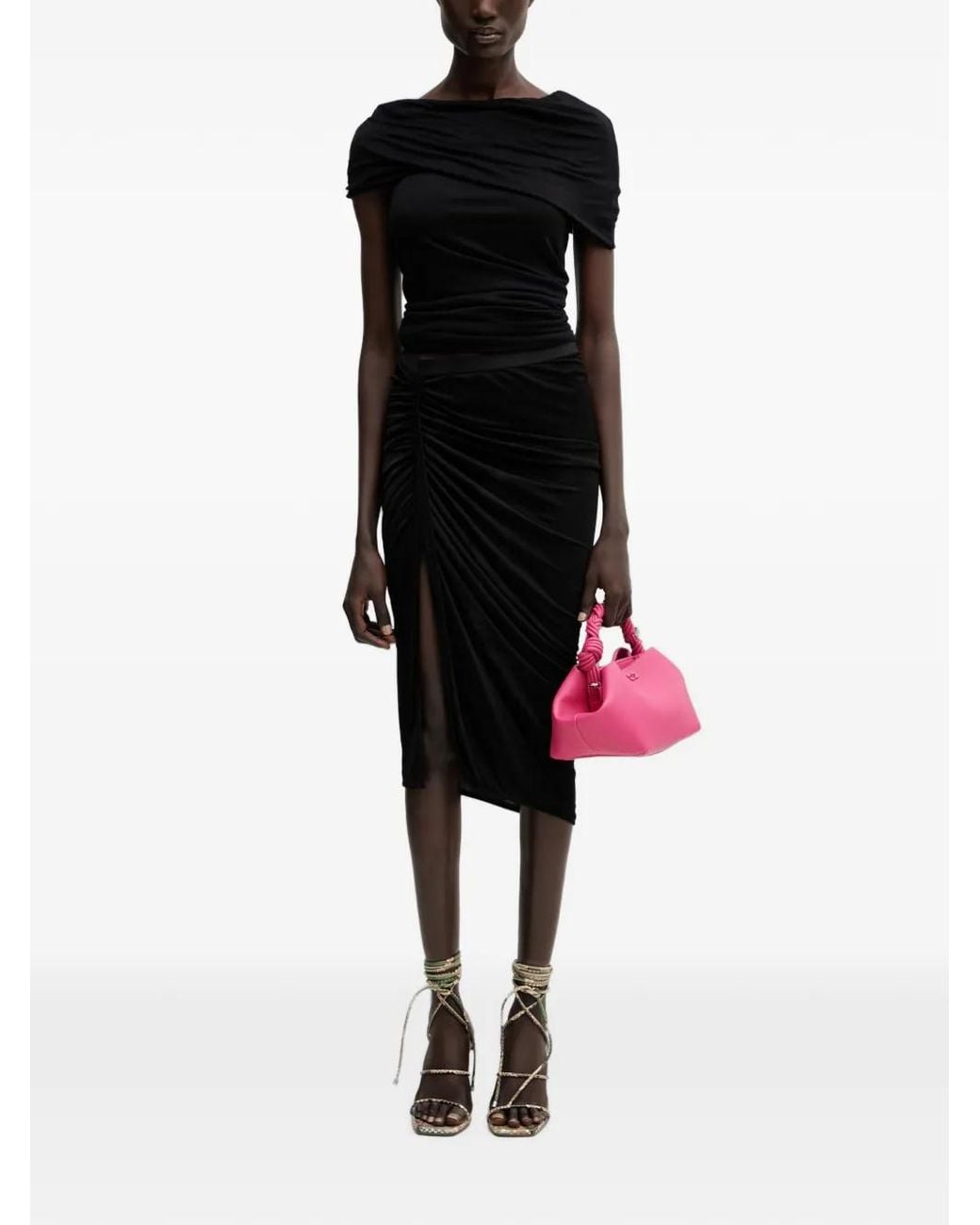 Rick Owens Black Lola Ruched Boat-Neck Top