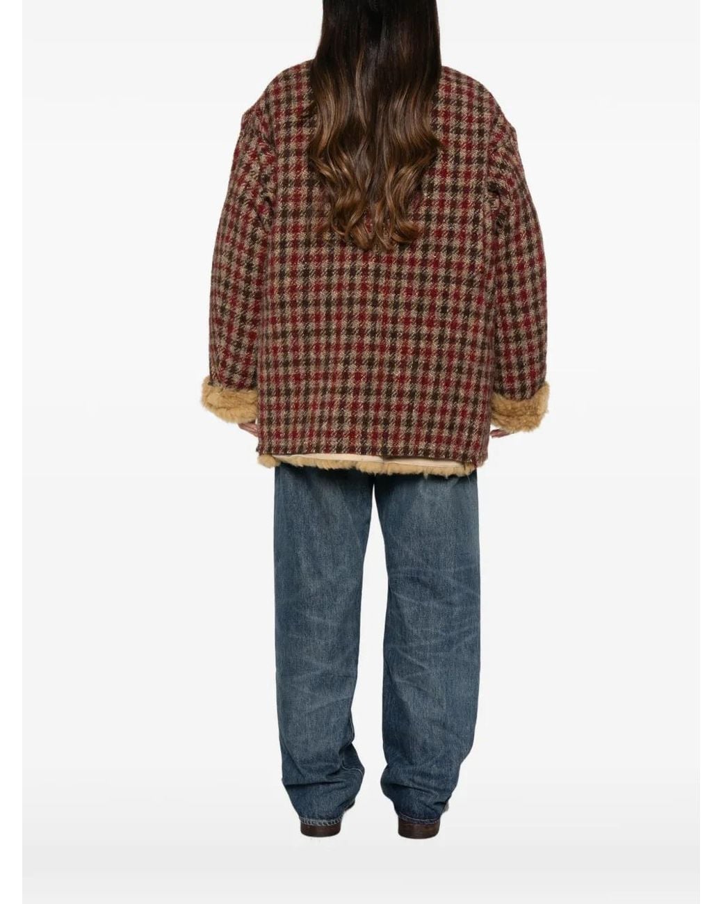 R13 Brown Reversible Check-Pattern Coats