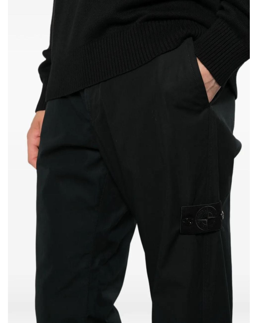Stone Island Black 3100020 All-Weather Cotton Canvas Ghost Piece Trousers for men