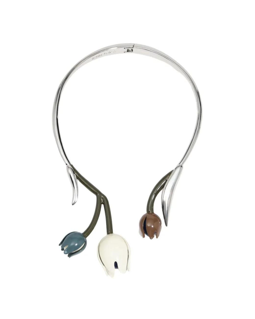 Bimba Y Lola Metallic Rigid Necklace With Enamel Tulips