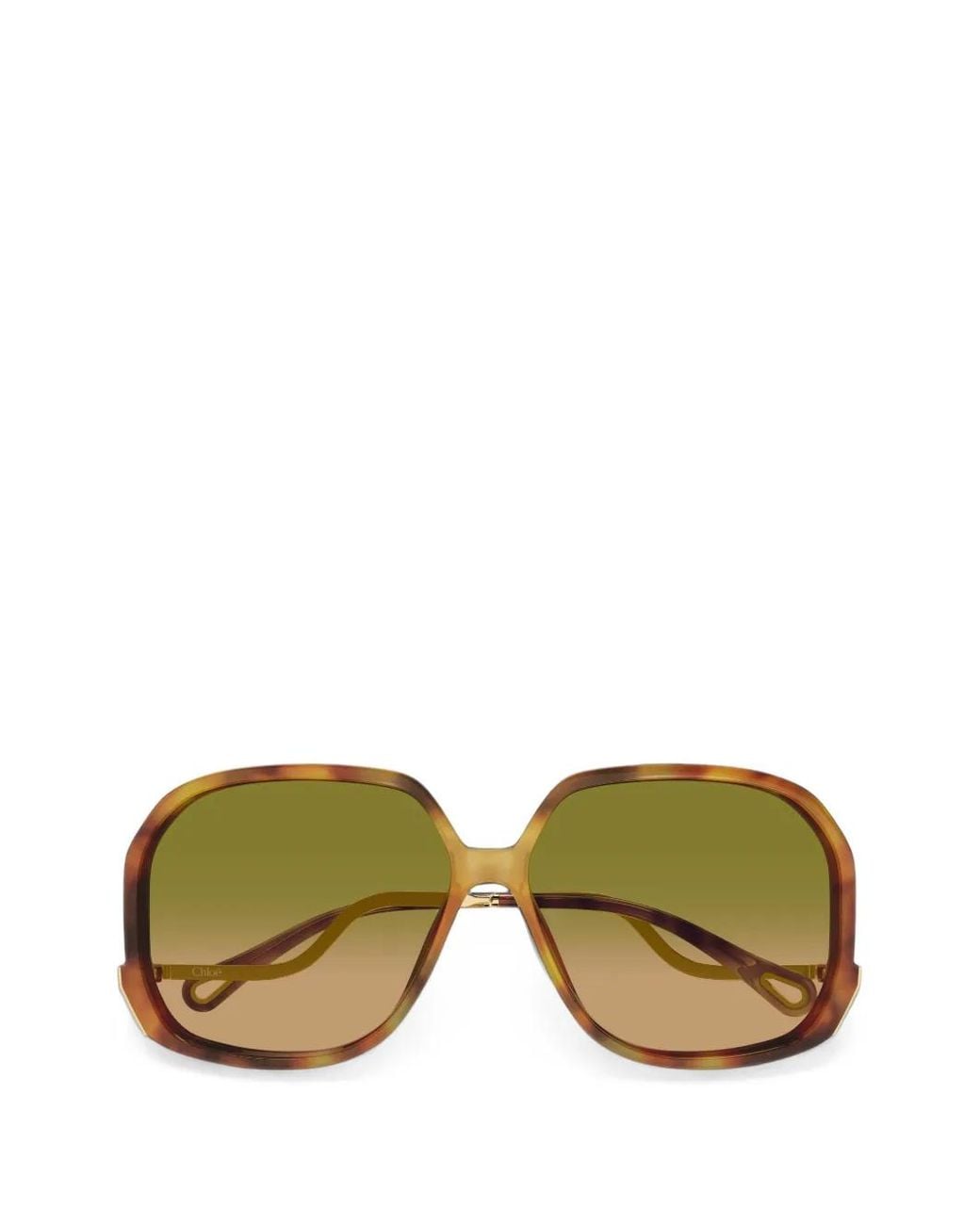 Chloé Green Lunettes De Soleil Wavy Oversize À Effet Écaille De Tortue