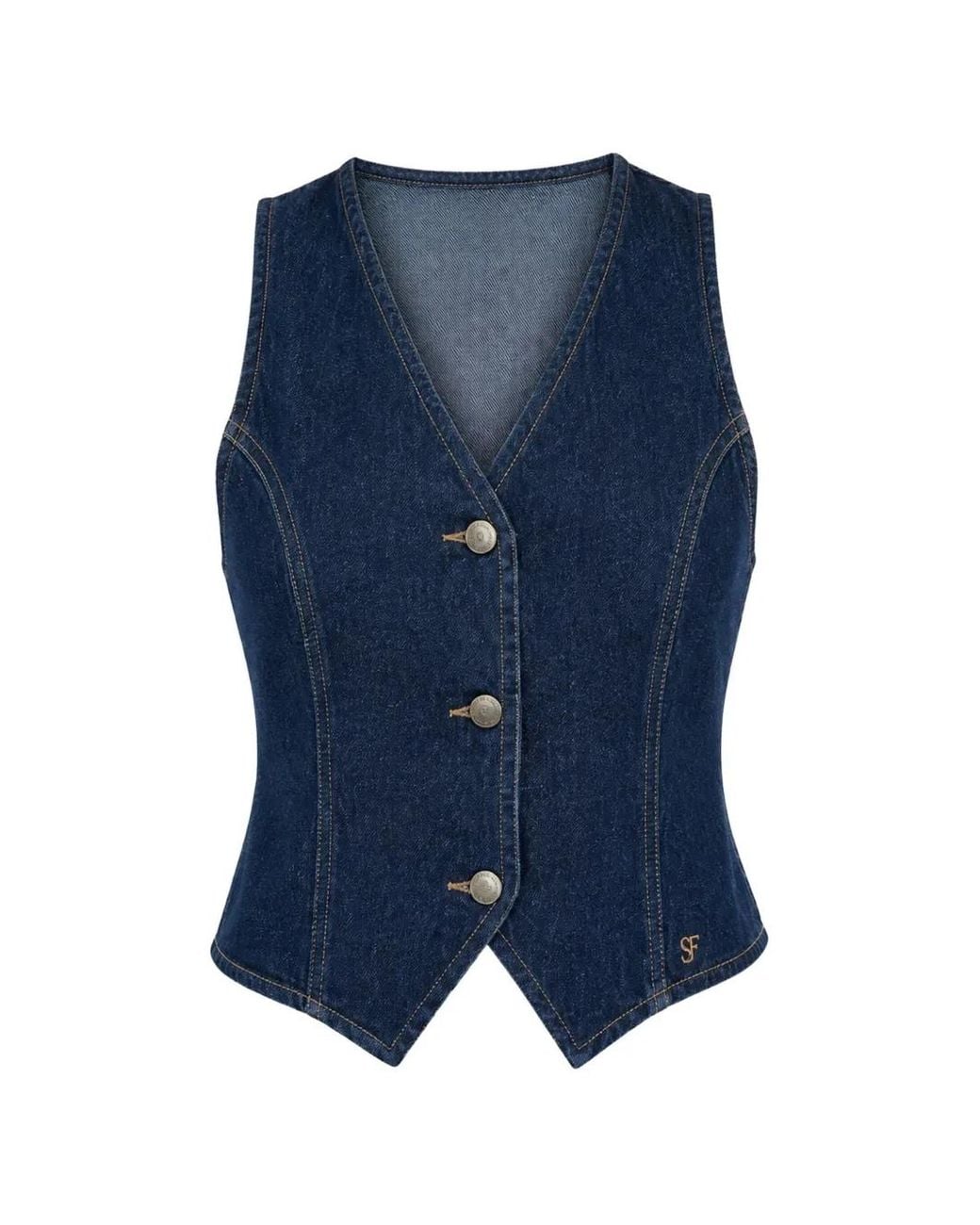 SOEUR & FRÈRES Blue Le Gilet Denim Vest
