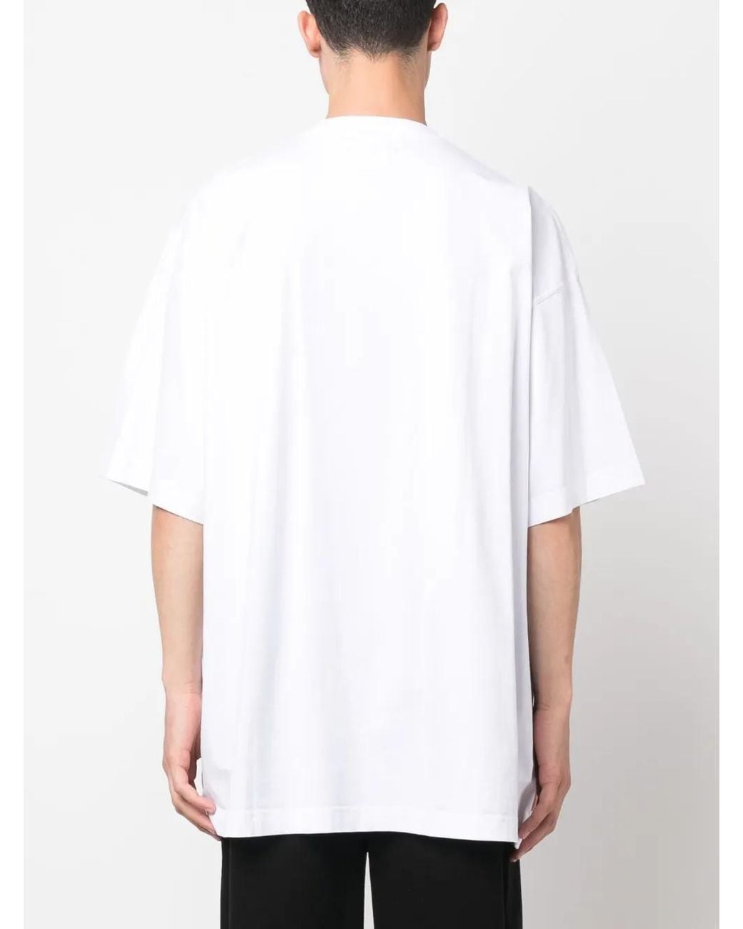 Vetements White Logo-Print Cotton T-Shirt