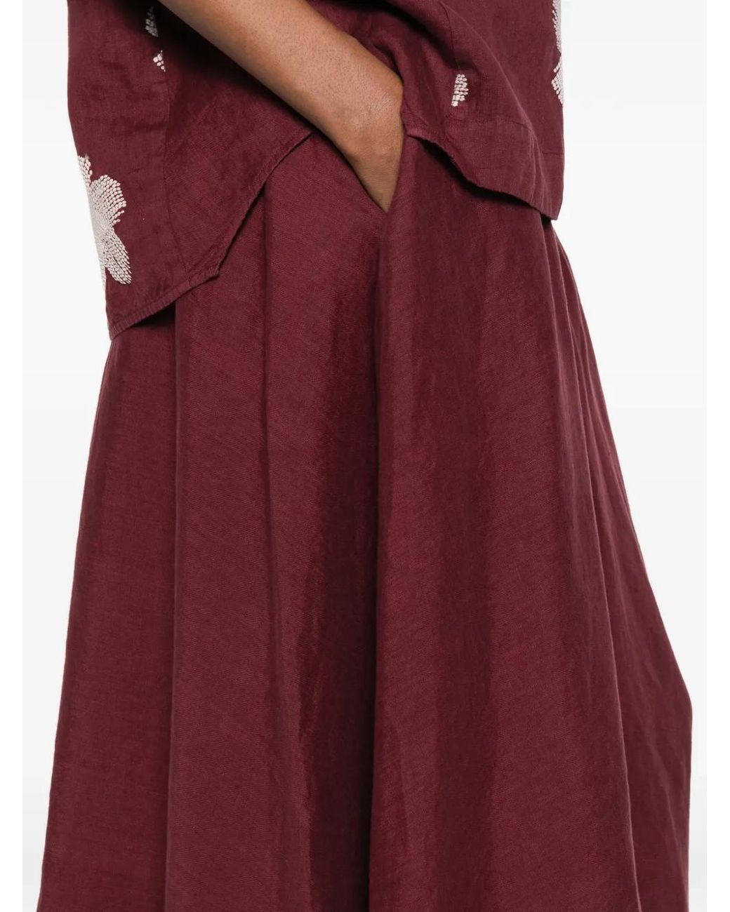 ROSSO35 Purple Elasticated Waist Midi Skirt