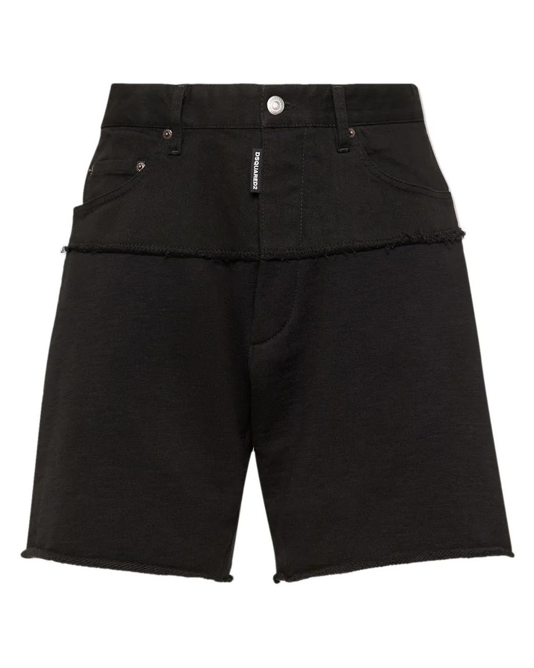 DSquared² Black Piped-Trim Denim Shorts for men