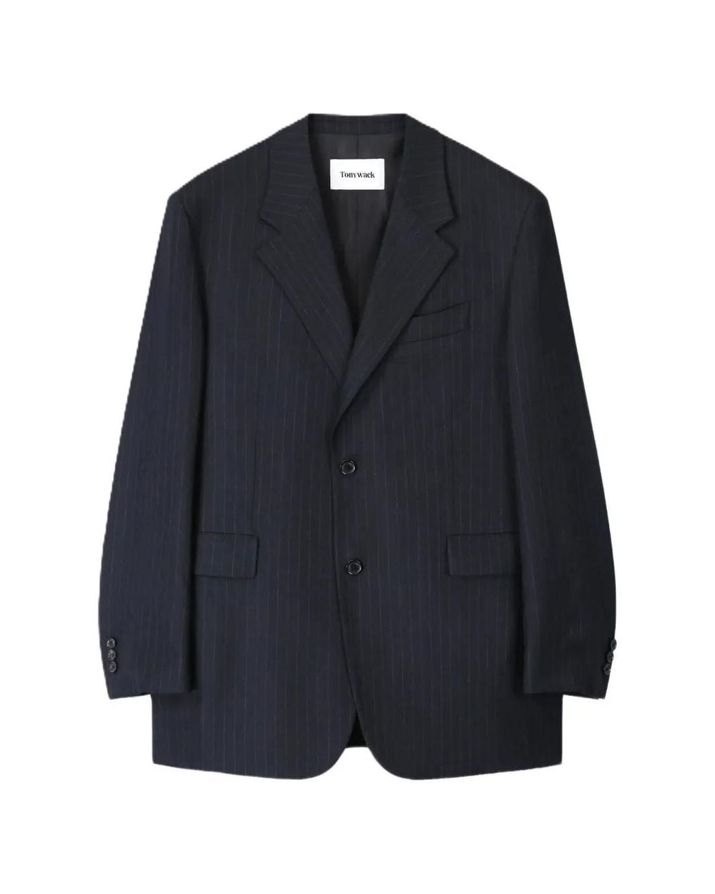 TONYWACK Blue Pinstripe-Pattern Single-Breasted Jacket for men