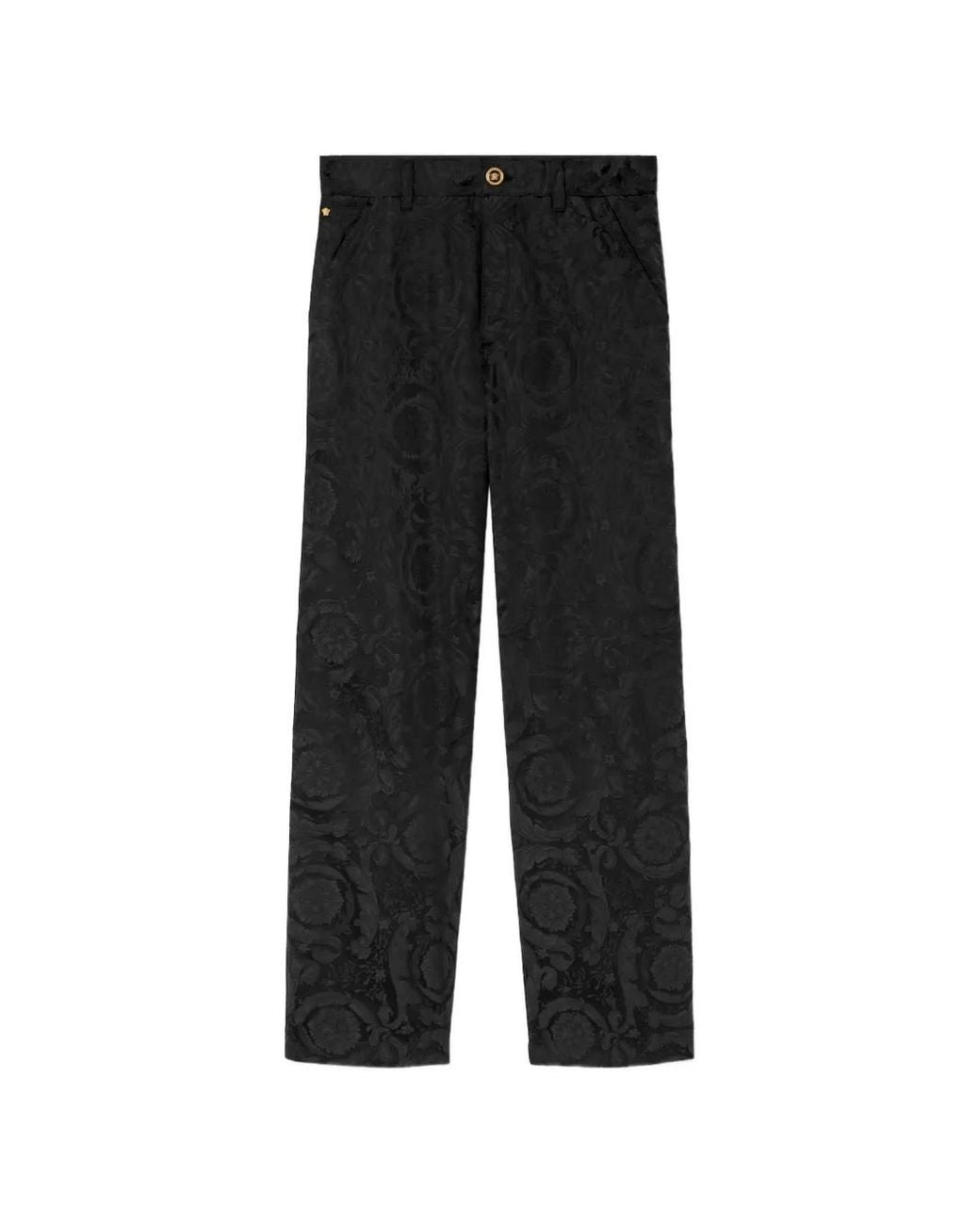 Versace Black Jacquard Cotton Carpenter Pants for men