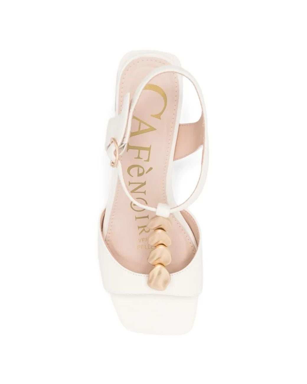 CafeNoir White Chain-Link T-Bar Sandals