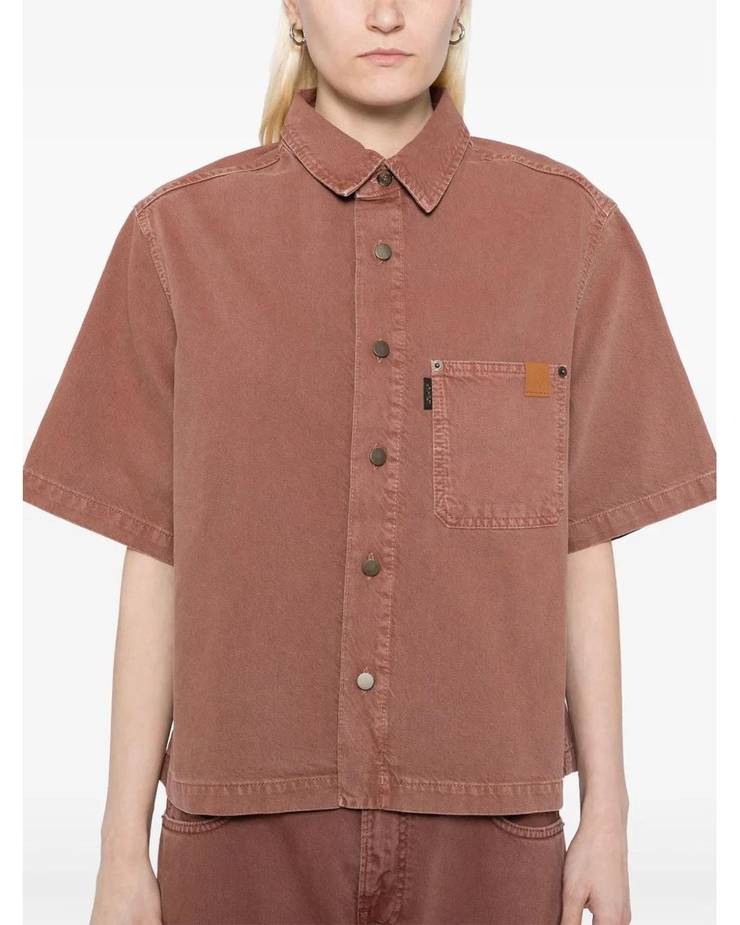Haikure Pink Logo-Patch Shirt