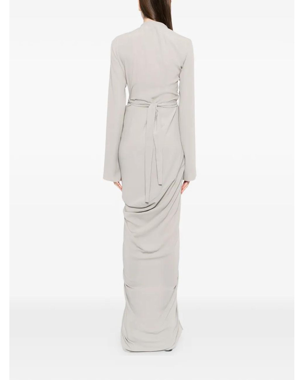 Rick Owens White Wrap Draped Maxi Dress