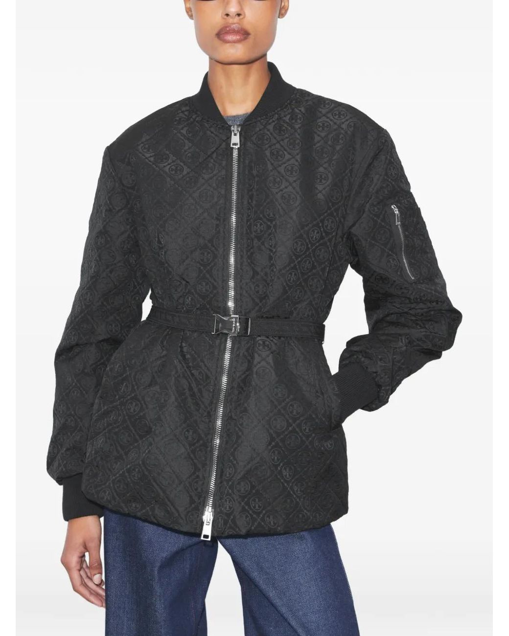Tory Burch Black T-Monogram Zip Jacket