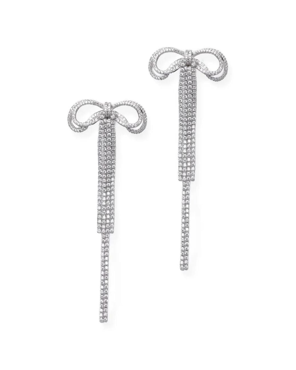 Self-Portrait White Double Crystal Bow Earrings