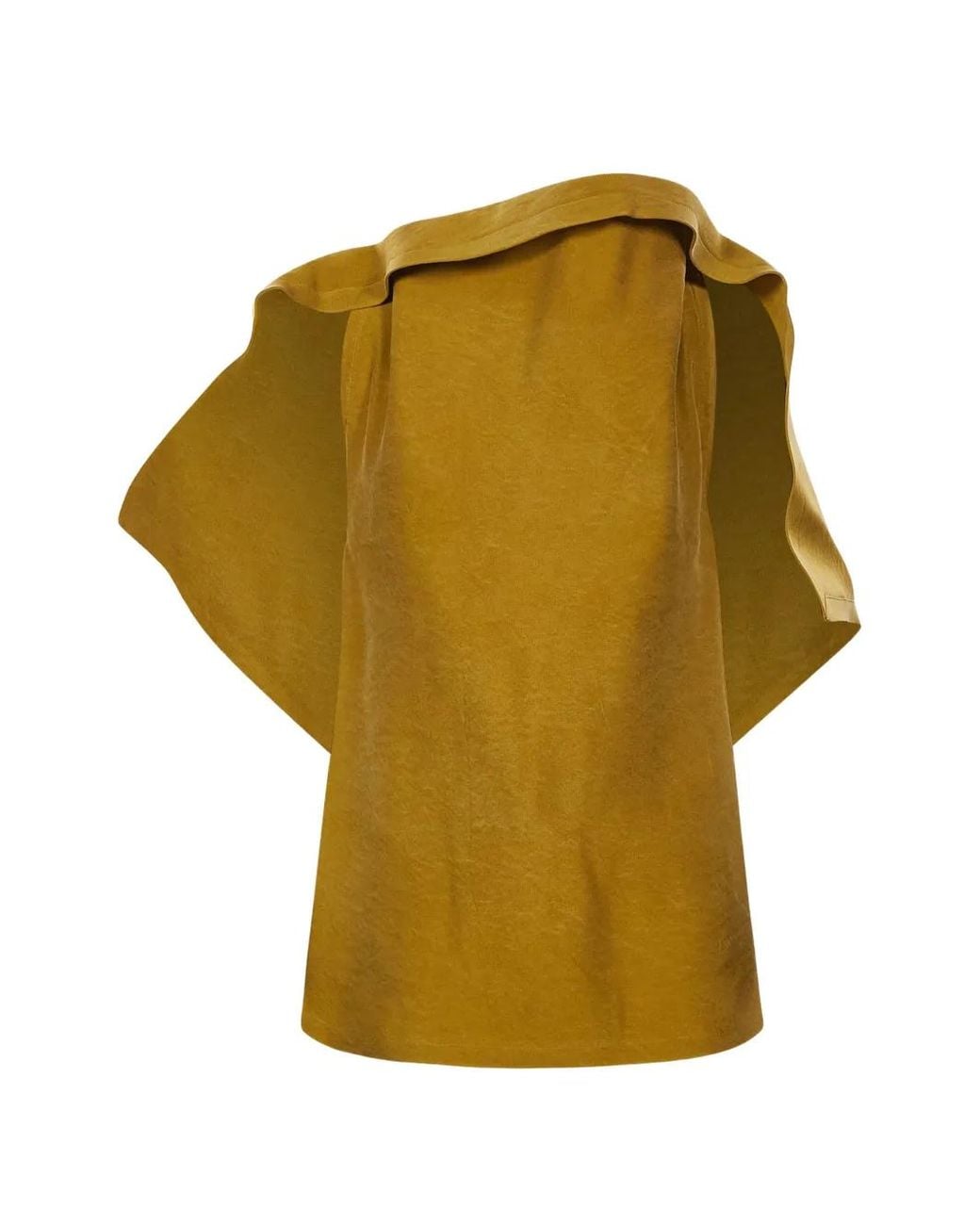 Magda Butrym Yellow Ruffled-Trim Tie-Fastening Top