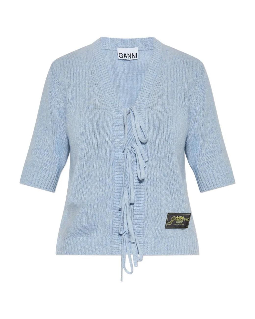 Ganni Blue Cardigan With Ties
