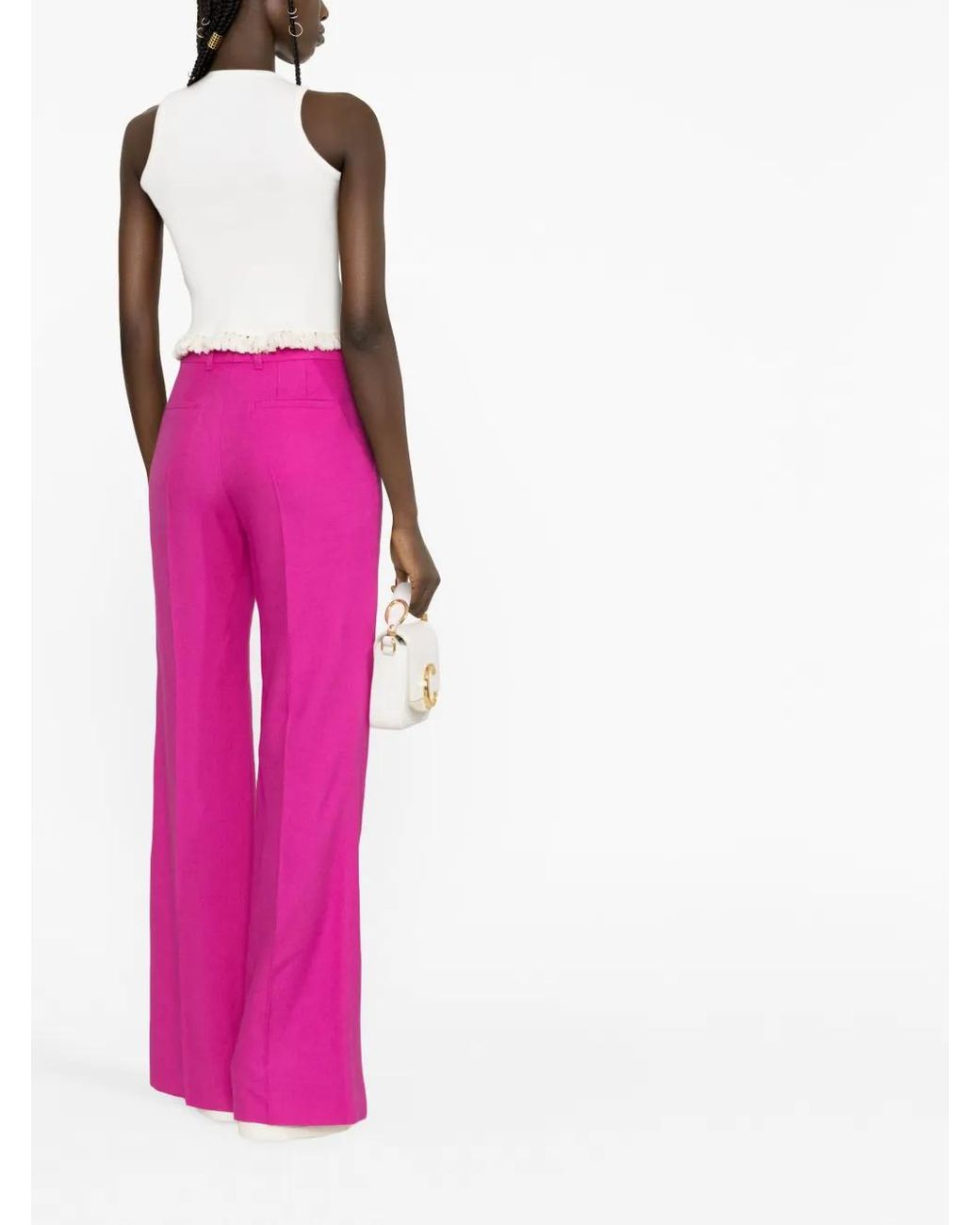 Chloé Pink Tailored Concealed-Front Trousers