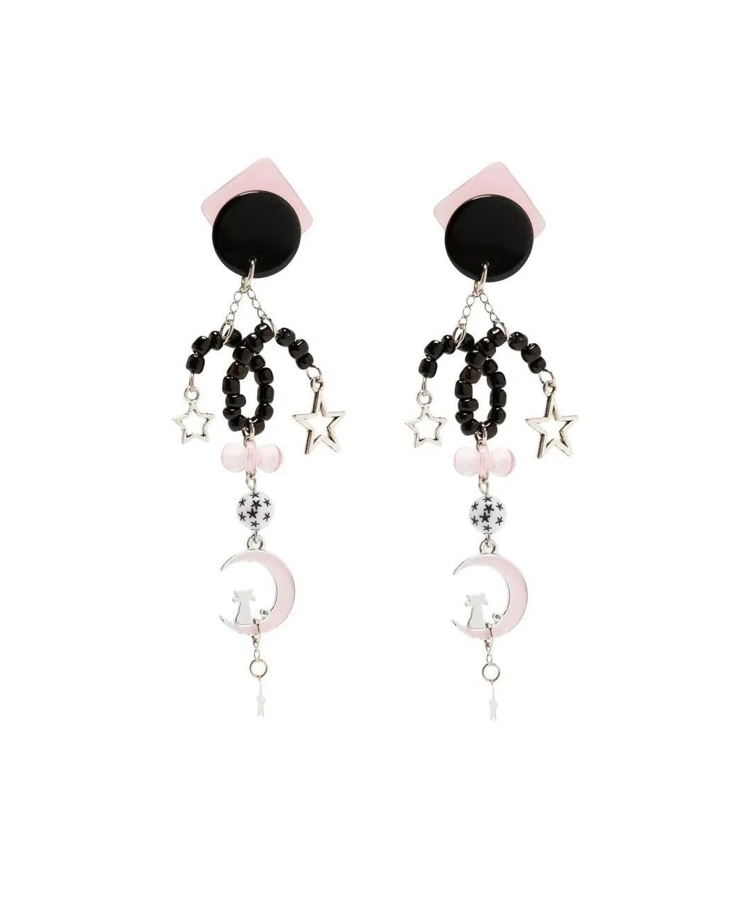 Amir Slama White Moon Pendant Earrings
