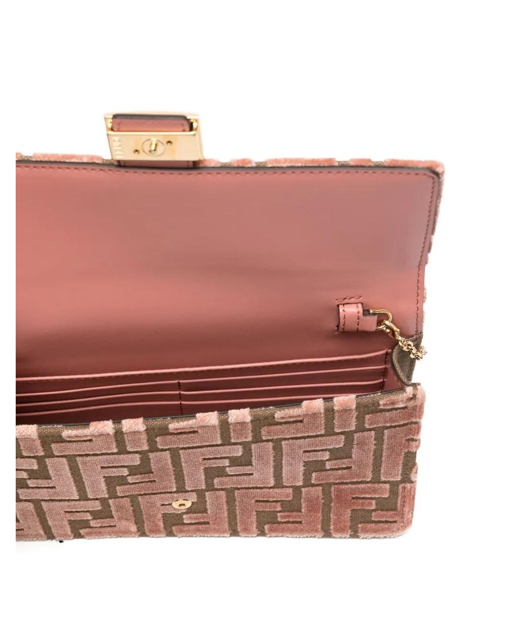 Fendi Pink Baguette Jacquard Clutch Bag