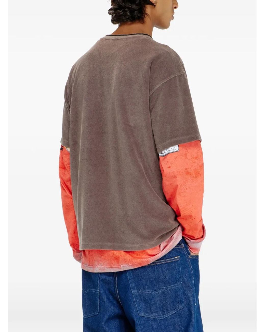DIESEL Brown T-Shirt À Patch Logo for men