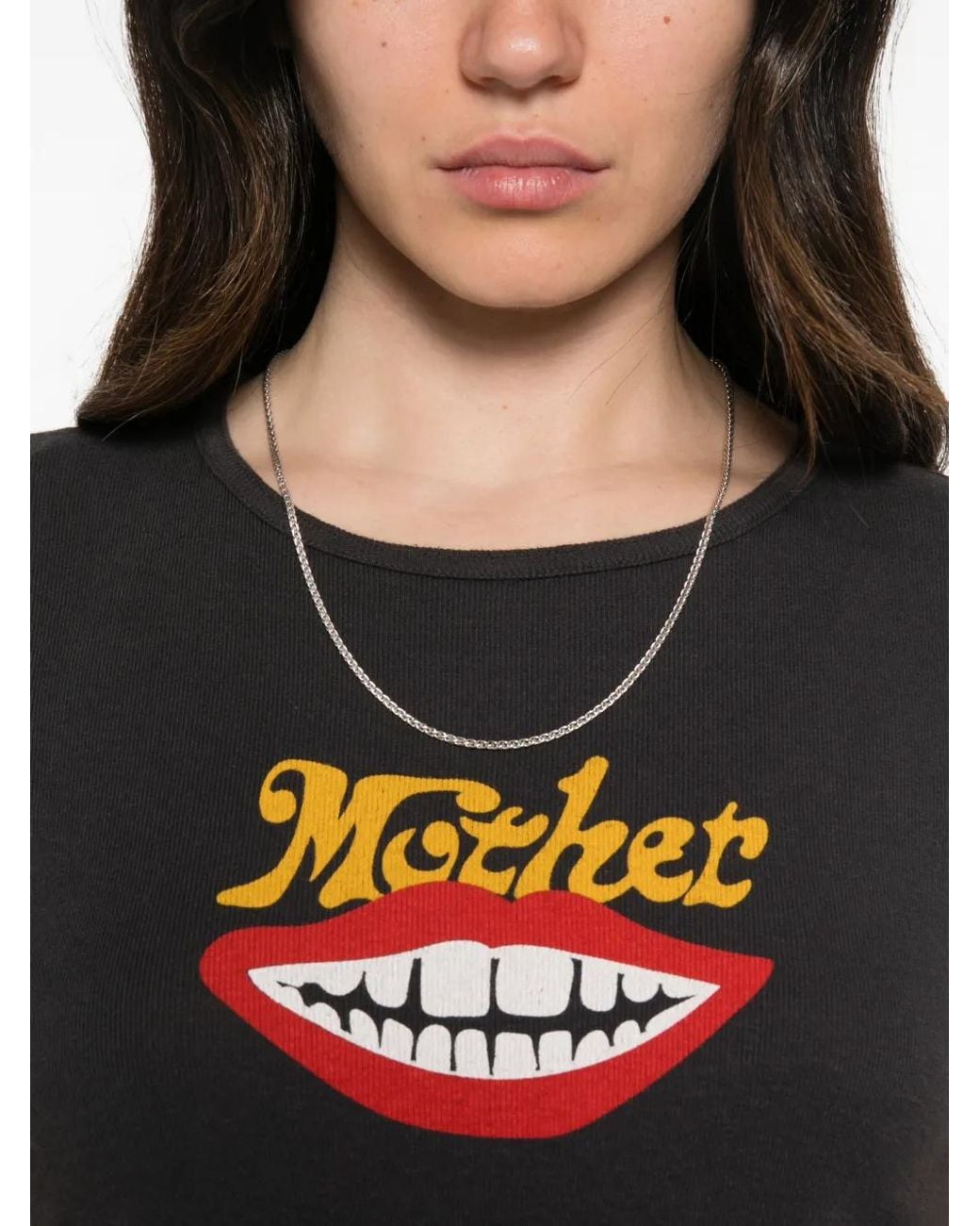 Mother Black The Itty Bitter Ringer Graphic-Print Cropped T-Shirt