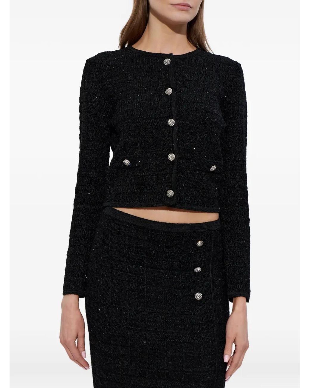 Alessandra Rich Black Buttoned Embellished Jacket