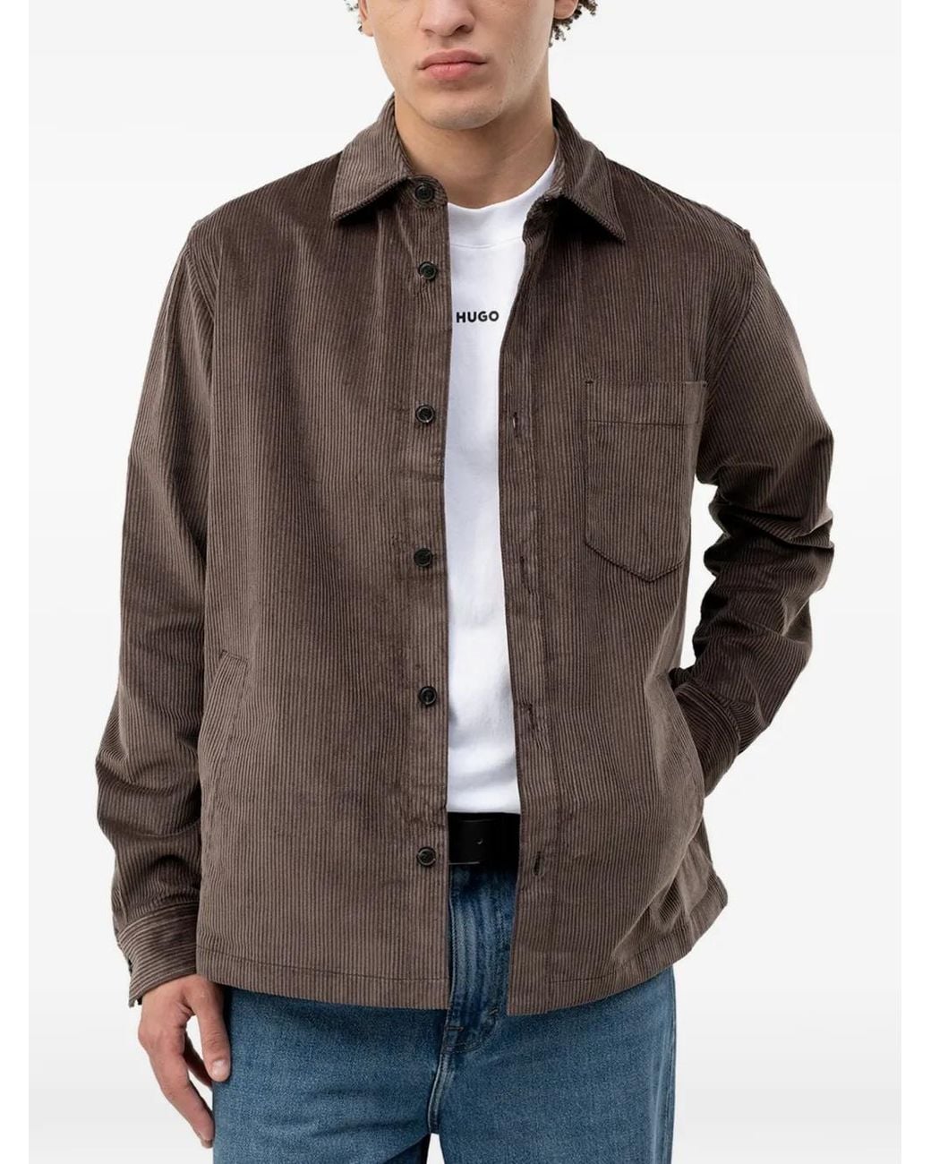 HUGO Brown Oversized-Fit Shirt for men