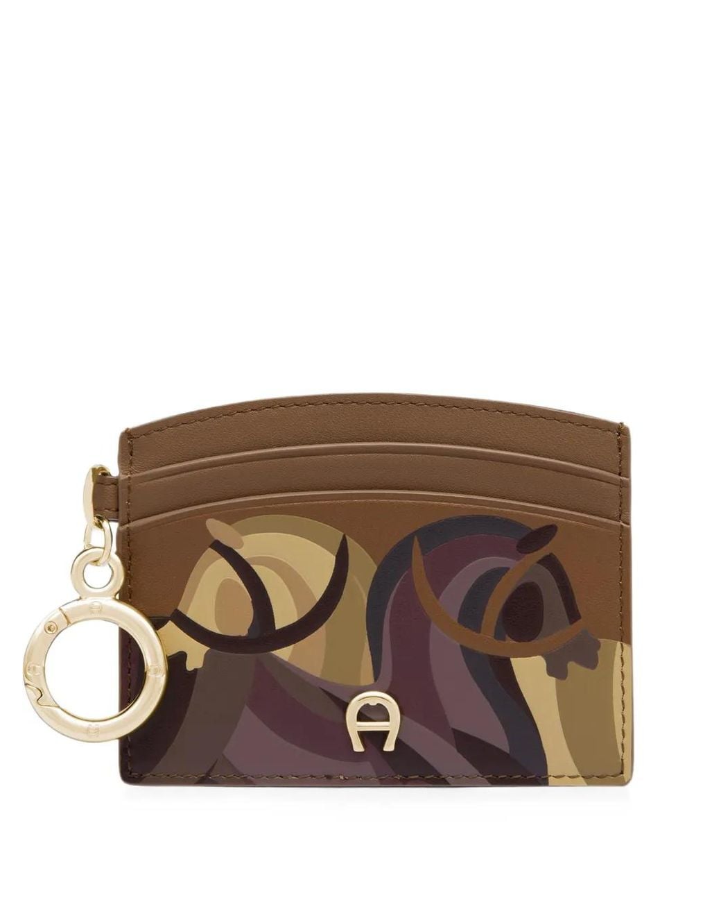 Aigner Brown Funny Horse-Print Cardholder