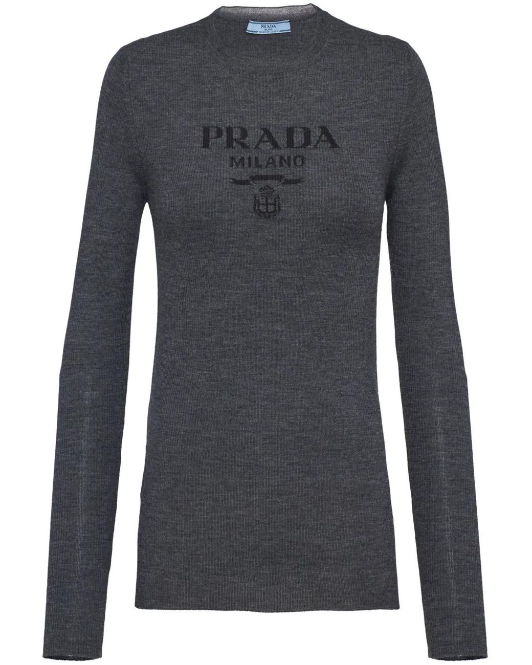Prada Blue Superfine Wool Crew-neck Sweater