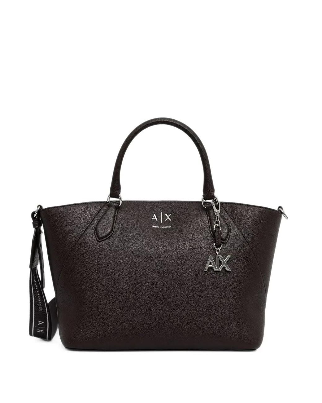 ARMANI EXCHANGE Black Sac Cabas Grainé À Breloque Logo