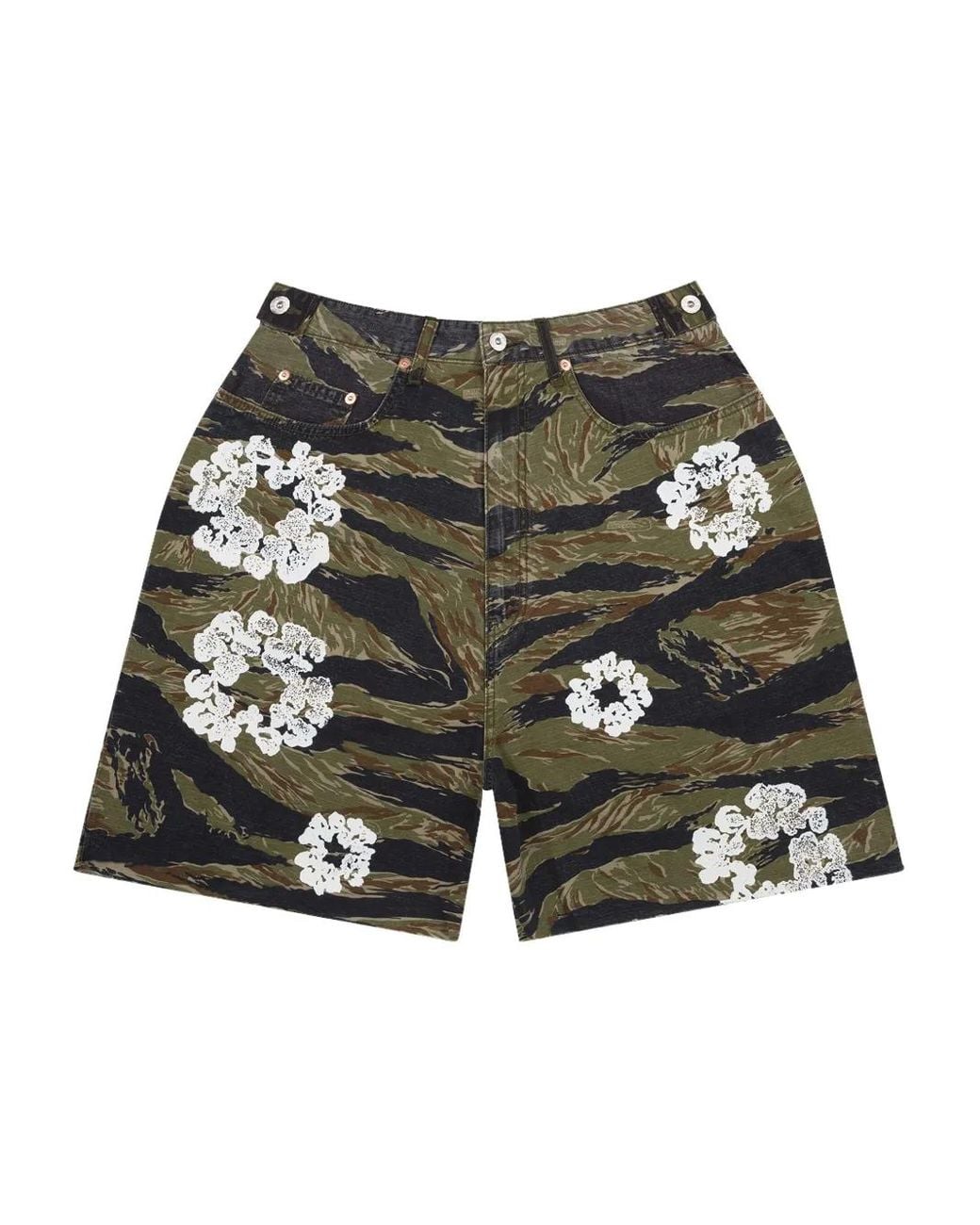 DENIM TEARS Black Tiger-Motif "Camo" Shorts for men