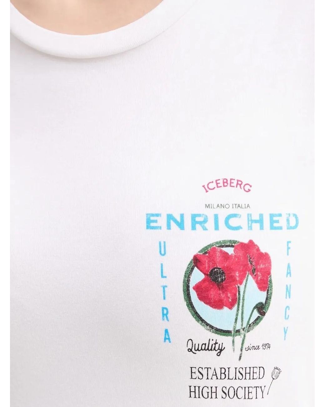 Iceberg Blue Poppy-Print Cotton T-Shirt