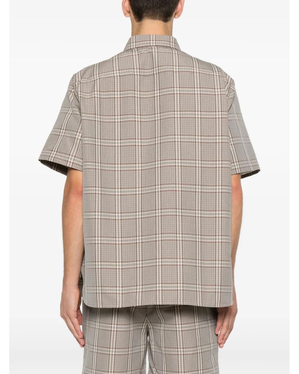 Amaranto Gray Checked Short-Sleeve Shirt for men