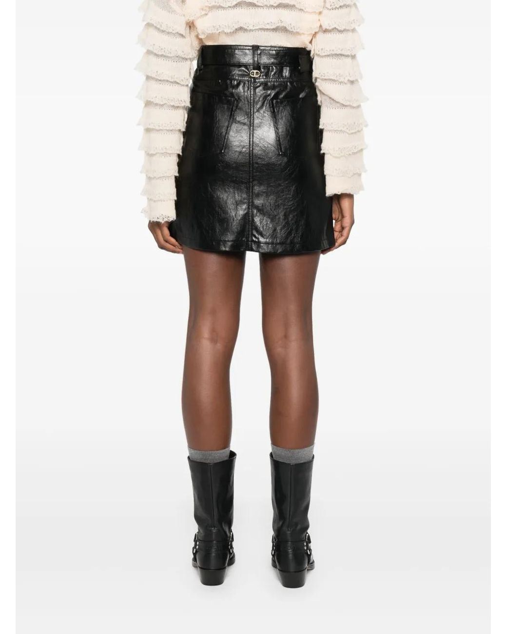 Twinset Black Belted Mini Skirt