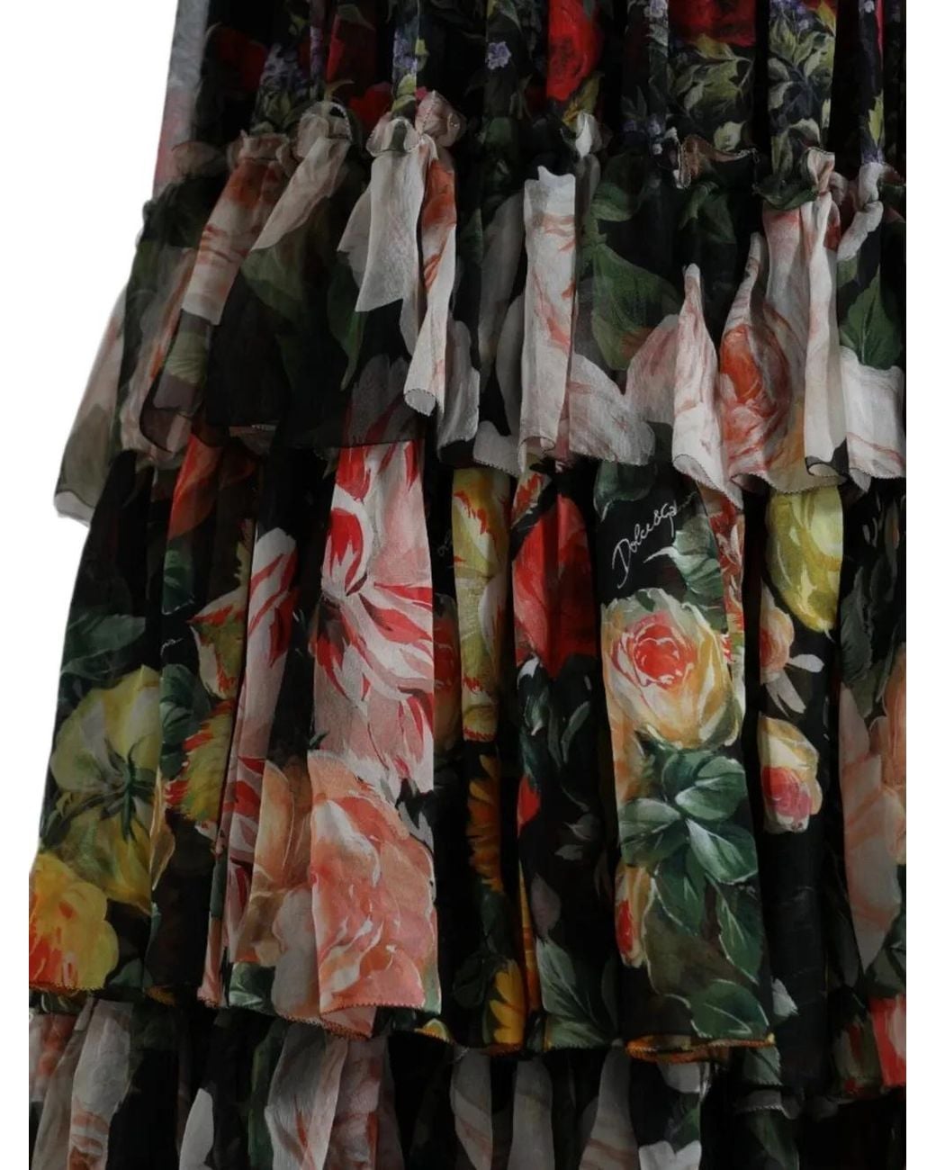 Dolce & Gabbana White Floral-Print Tiered Maxi Dress