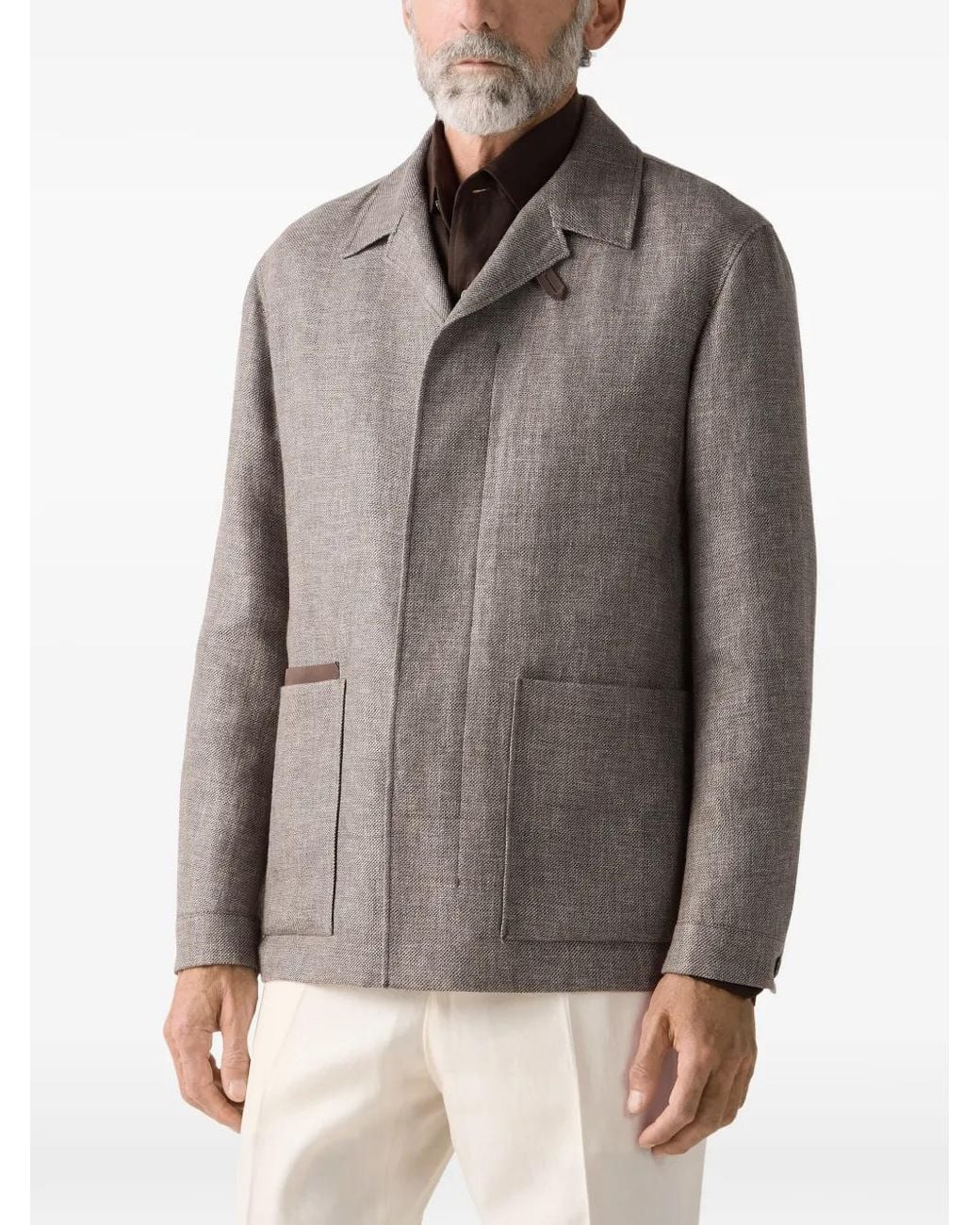 Zegna Gray Patch Pocket Chore Jacket for men