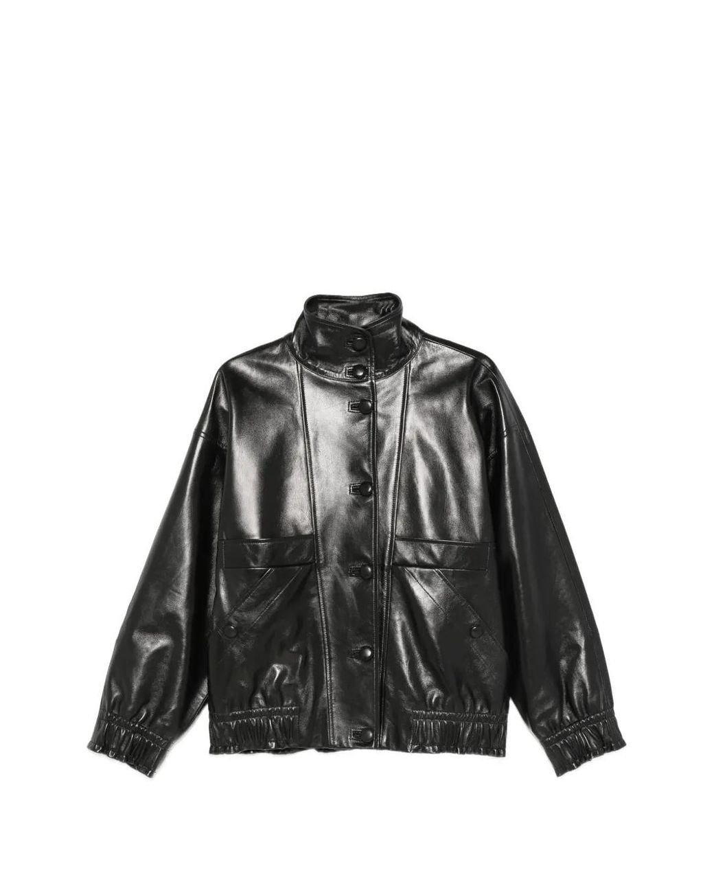 Sandro Black Oversized Leather Jacket