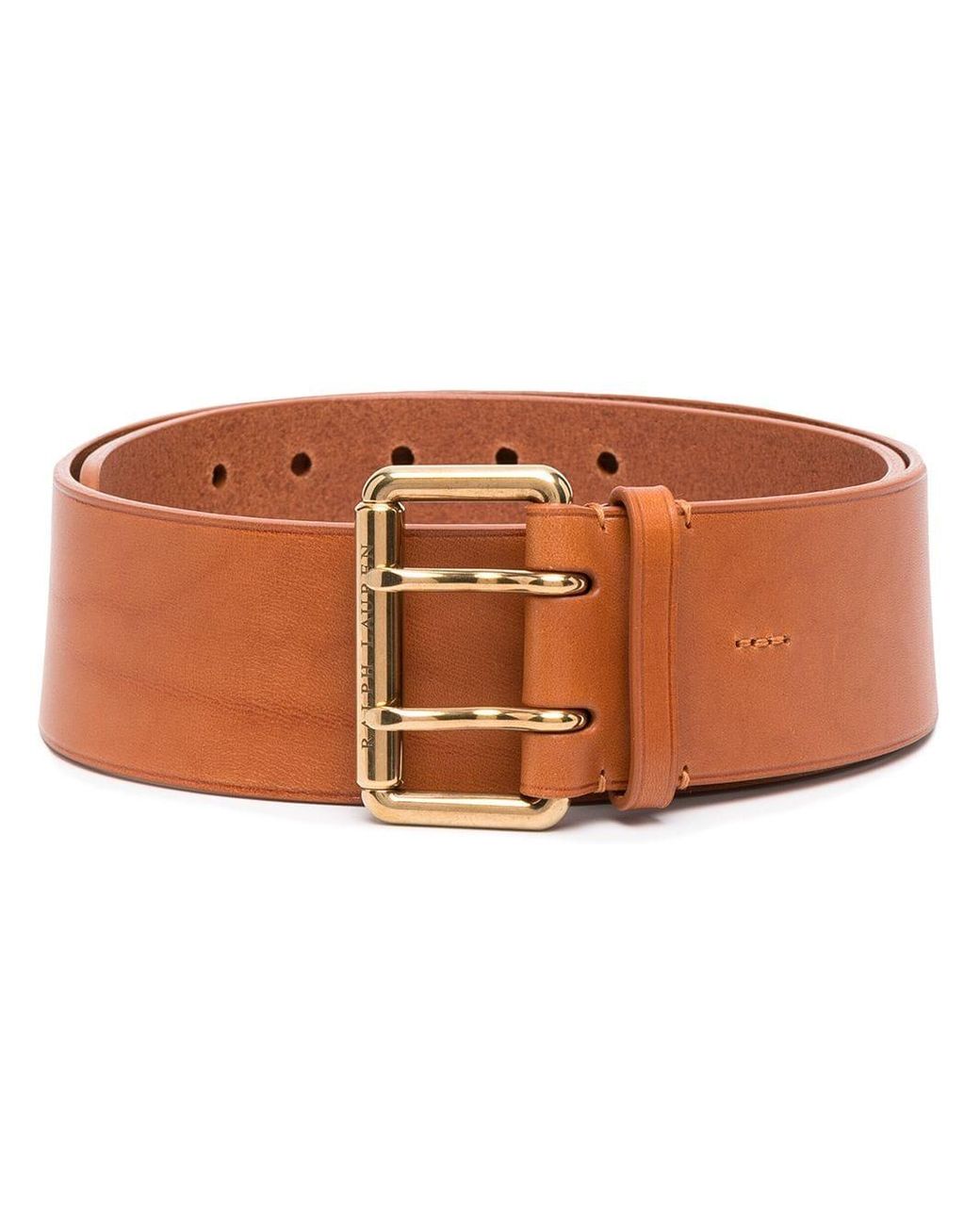Ralph Lauren Collection Double Prong Leather Belt in Brown - Lyst