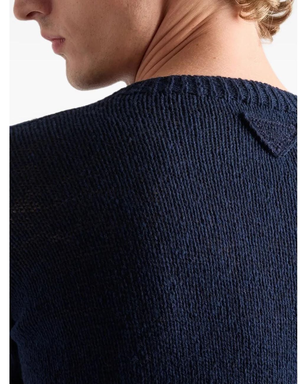 Prada Blue Long-Sleeves Sweater for men