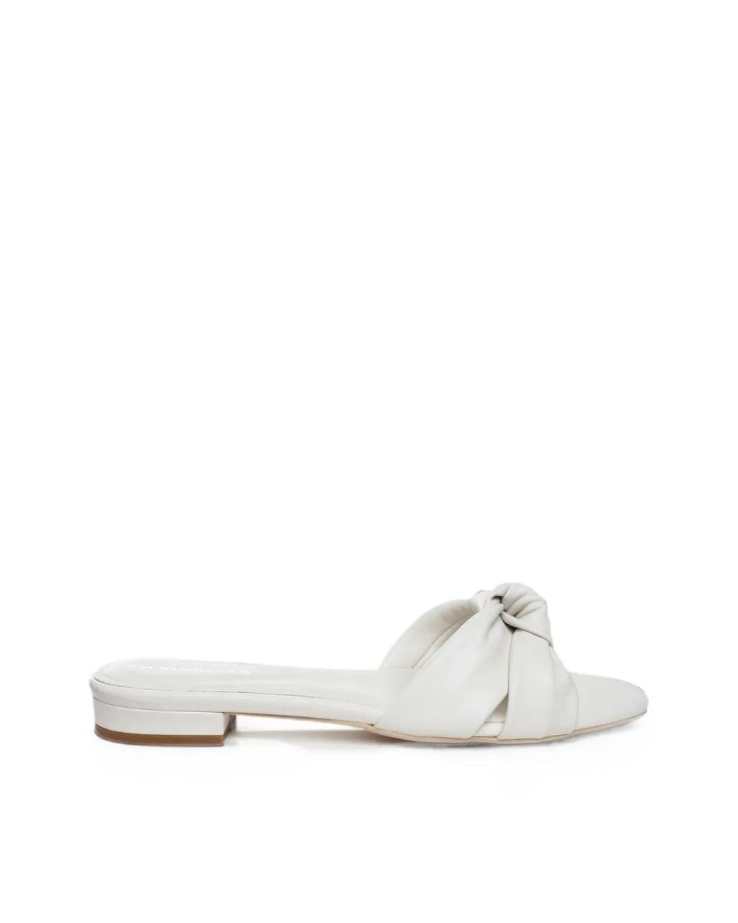 Ginissima White Sofia Knot-Detail Leather Sandals