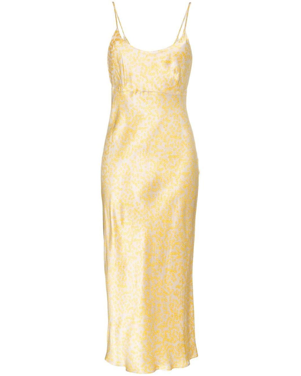 Ganni yellow top slip dress