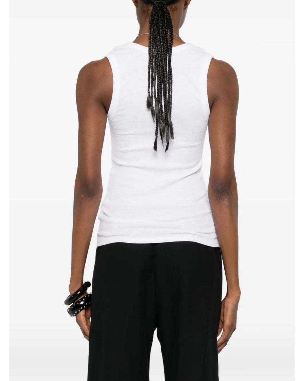 Enza Costa White Textured Knit Sleeveless Top