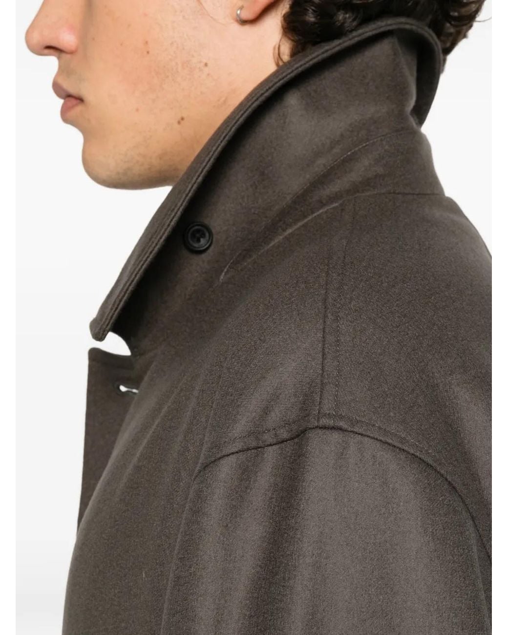 Ssstein Brown Melton Belted Wool Coat for men