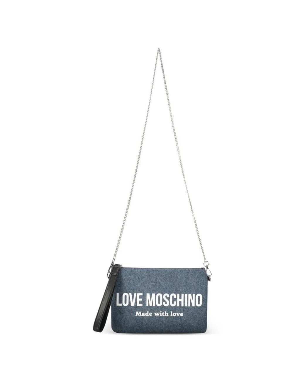 Love Moschino Blue Logo Strap Shoulder Bag