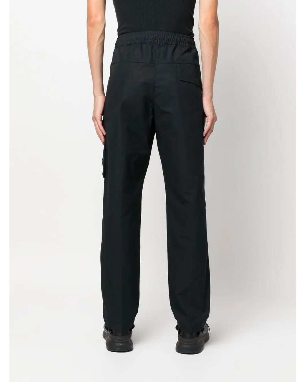 Stone Island Black Compass-Patch Cargo Trousers for men