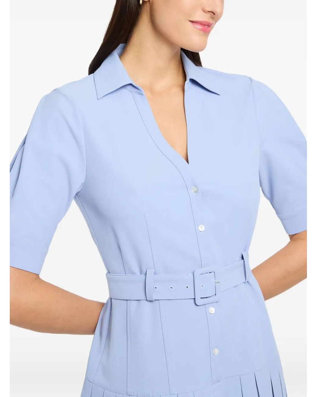 Cinq À Sept Blue Moriah Pleated Belted Mini Dress