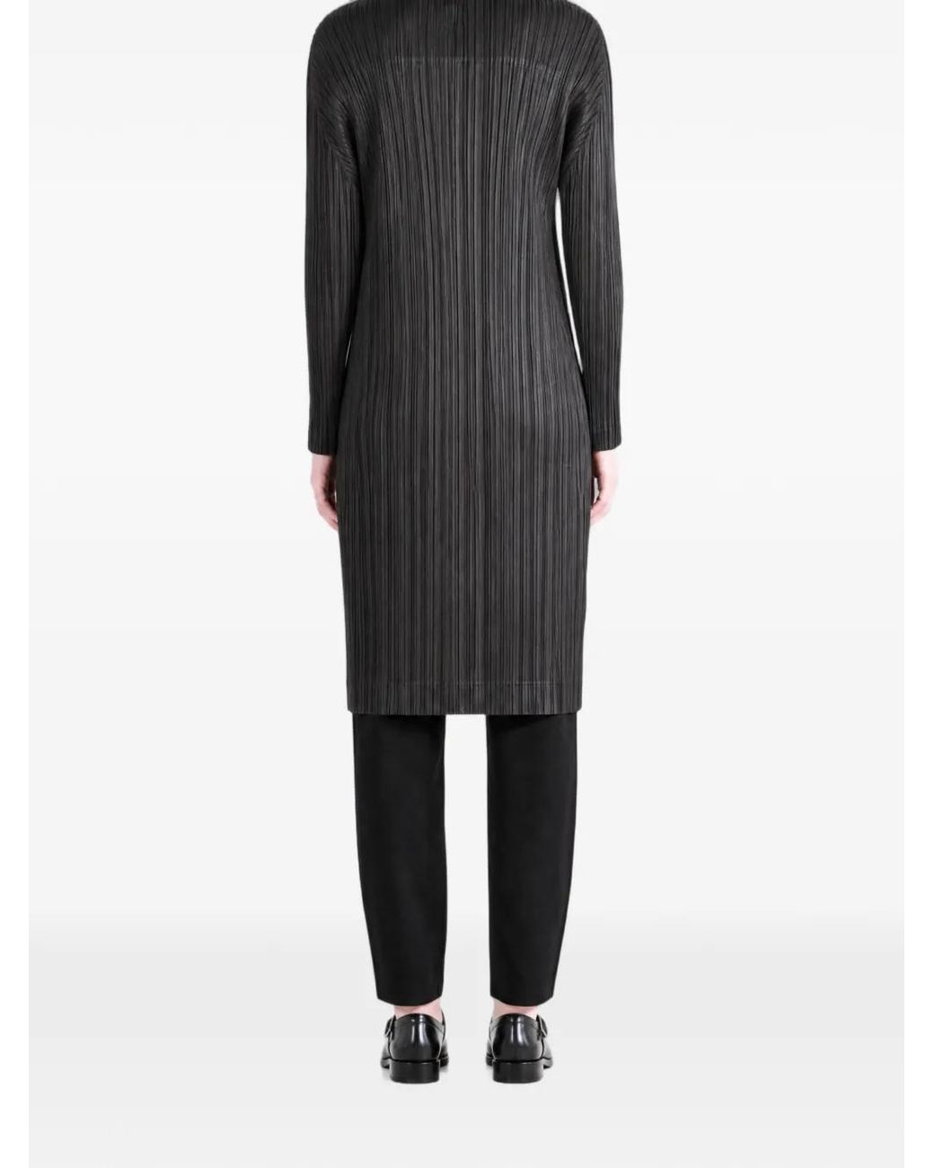 Pleats Please Issey Miyake Gray Plissé-Effect Single-Button Jacket