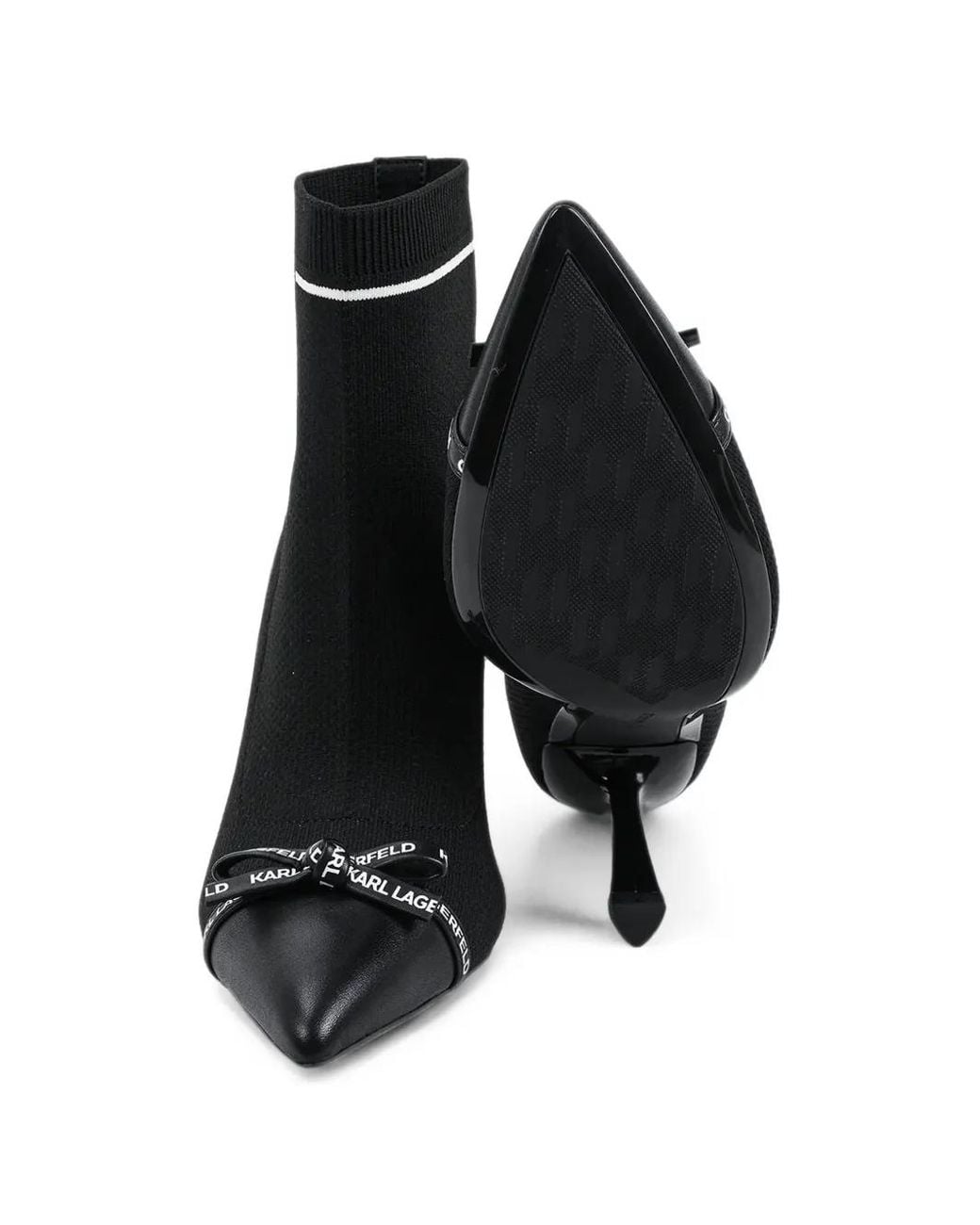 Karl Lagerfeld Black Bow-Detail Sock Boots