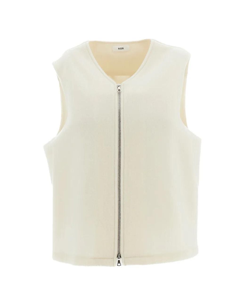 Rier White Zip-Up Wool Gilet