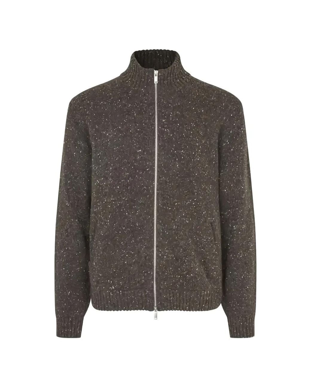 Samsøe & Samsøe Brown Sanate Flecked Zip Cardigan for men