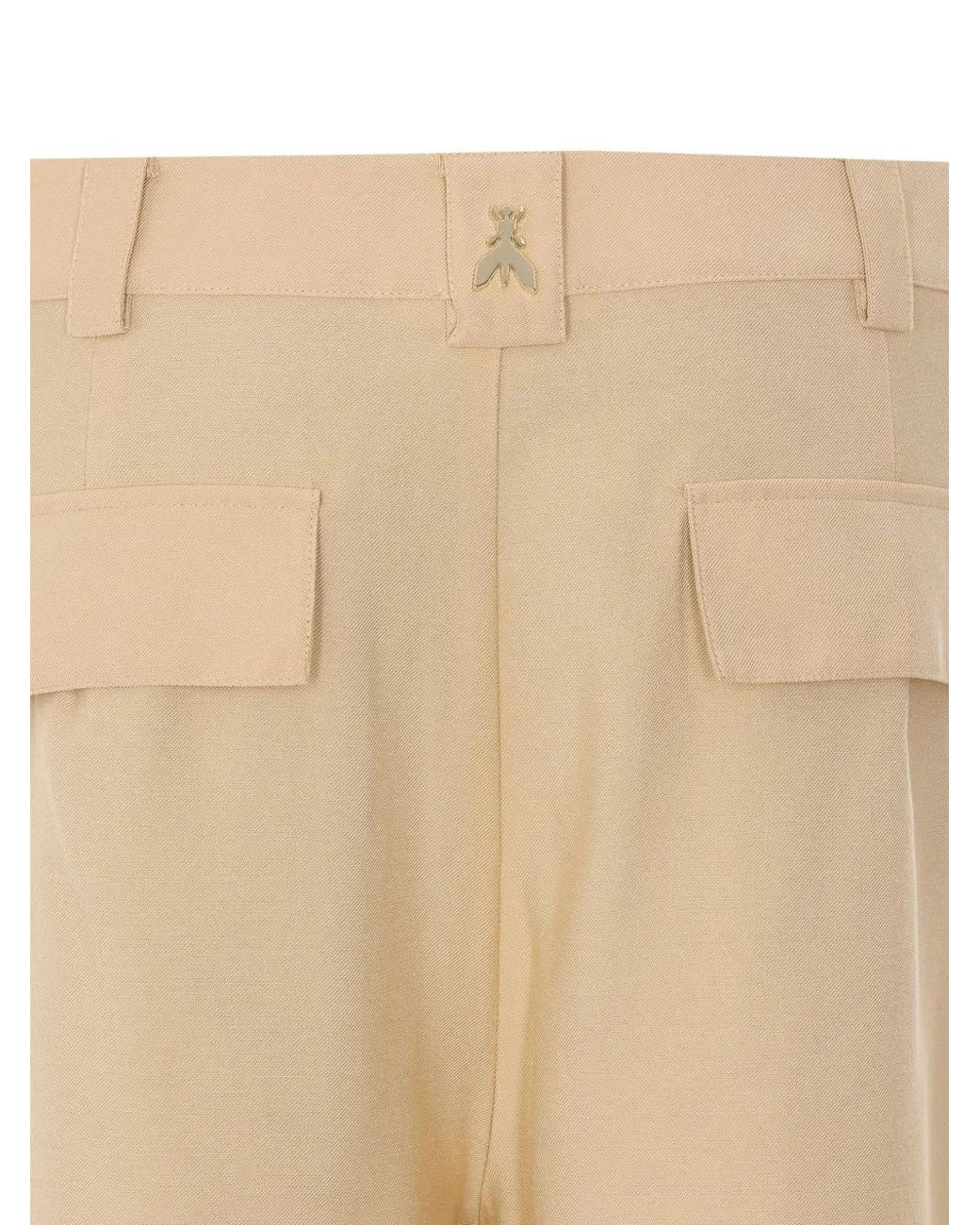 Patrizia Pepe Natural Buckle-Detail Logo-Plaque Shorts